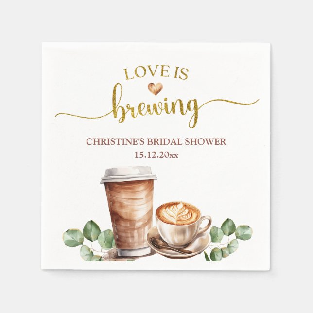 Guardanapos para Chá de Noiva Coffee Love is Brewi (Frente)