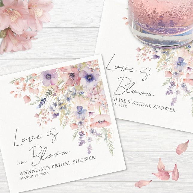 Guardanapos para Chá de Noiva Floral de Flores Sil (Wildflower Floral Bridal Shower Napkins)