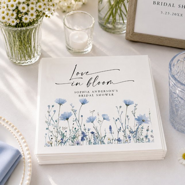 Guardanapos para Chá de Noiva Love In Bloom Azul (Criador carregado)