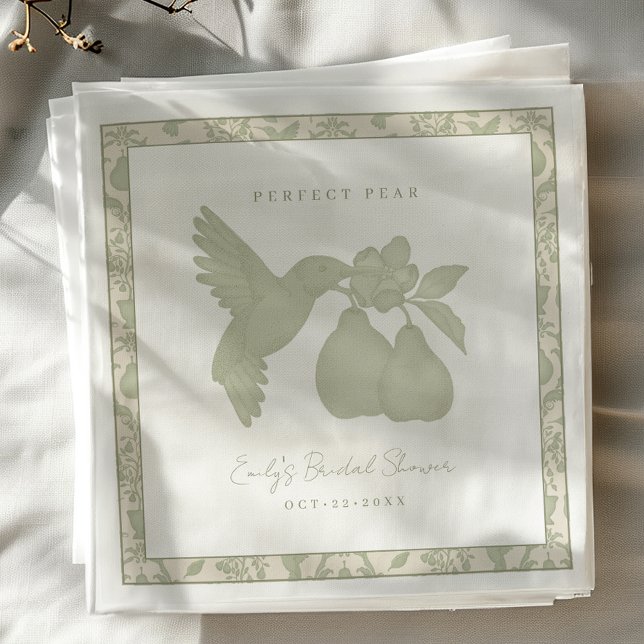 Guardanapos para Chá de Panela em Verde Salvia Pér (Perfect Pear Bridal Shower Napkins)