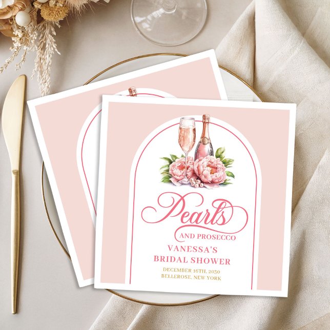 Guardanapos para Chás de Bebê Pérolas de Aquarela  (Modern Watercolor Pearls Bridal Shower Napkin)