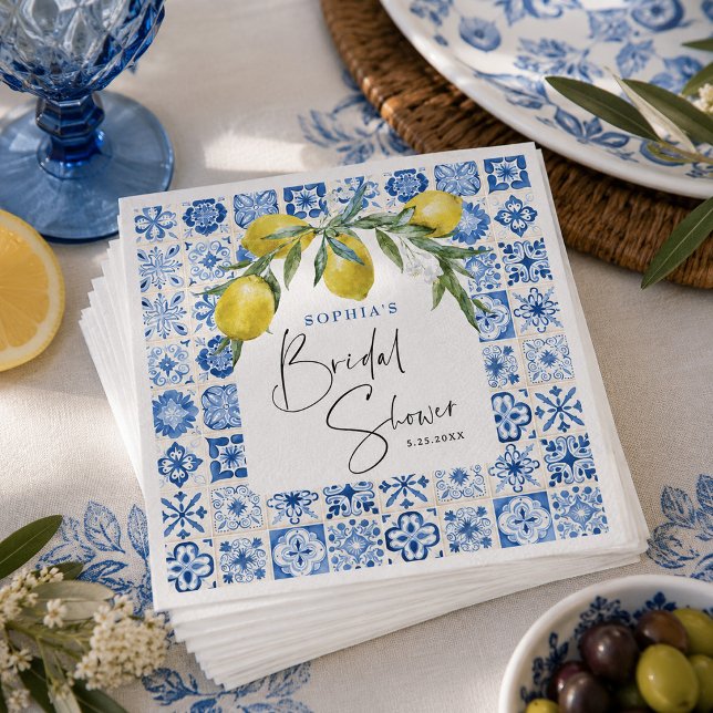 Guardanapos para Chás de Noiva com Azulejos Azuis  (Criador carregado)