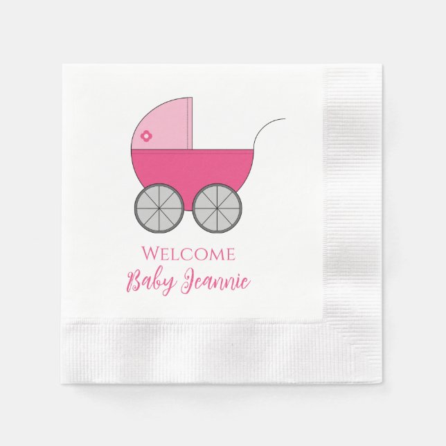 Guardanapos para Festa de Chá de Carrinho de Bebê (Frente)