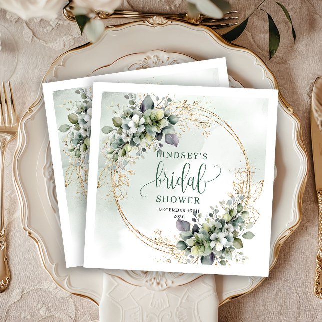 Guardanapos para Festa de Chá de Noiva Botânico em (Watercolor Botanical Bridal Shower Party Napkins)