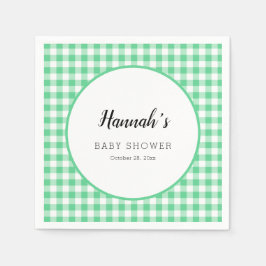 Guardanapos Pastel Gingham Baby Shower Verde