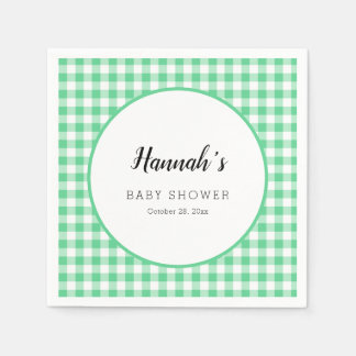 Guardanapos Pastel Gingham Baby Shower Verde