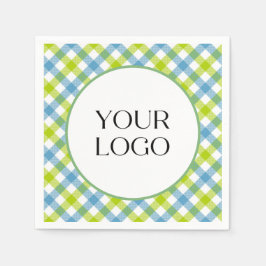 Guardanapos Pastel Gingham Seu Logotipo Aqui Azul