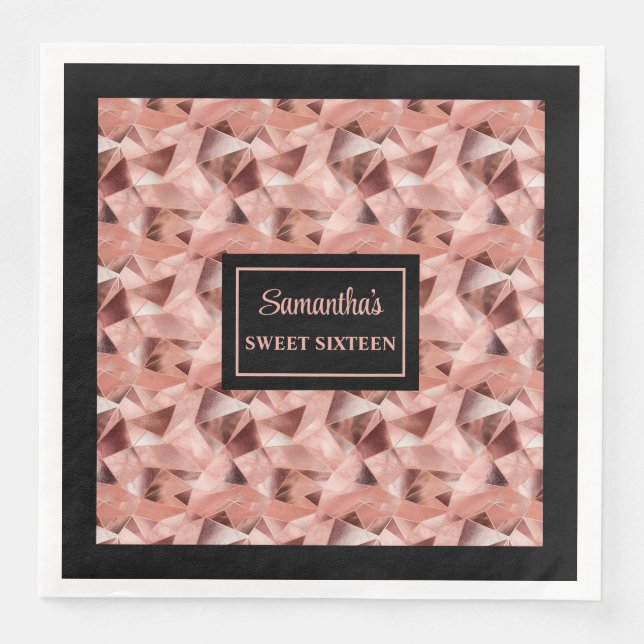 Guardanapos Personalizados Acento Rosa Dourado e P (Frente)
