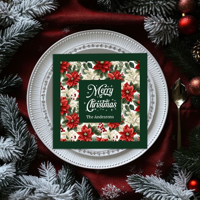 Guardanapos Personalizados com Grinalda de Natal C (Chic Christmas Wreath Napkins Personalized Gift)