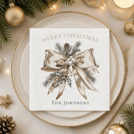Guardanapos Personalizados com Laço de Natal Elega