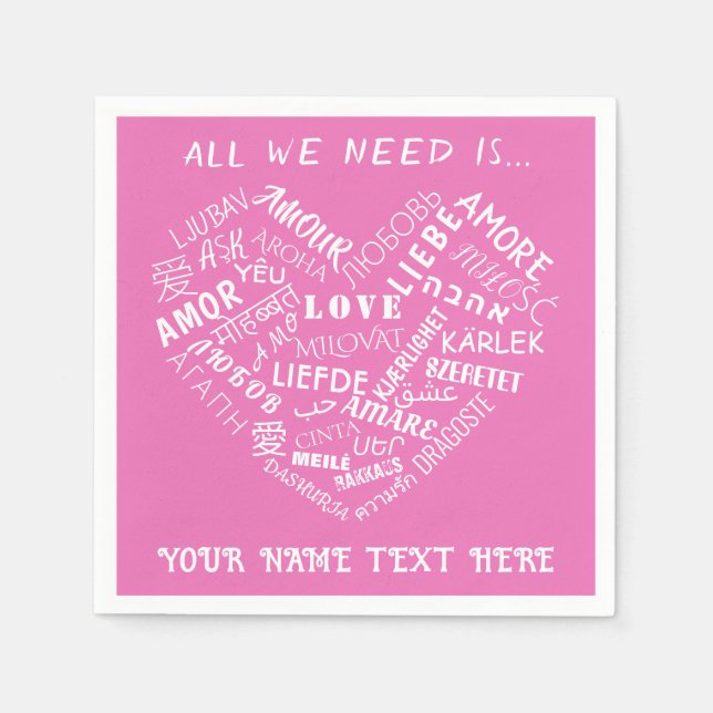 Guardanapos Personalizados Coração Texto AMOR Esco (Frente)