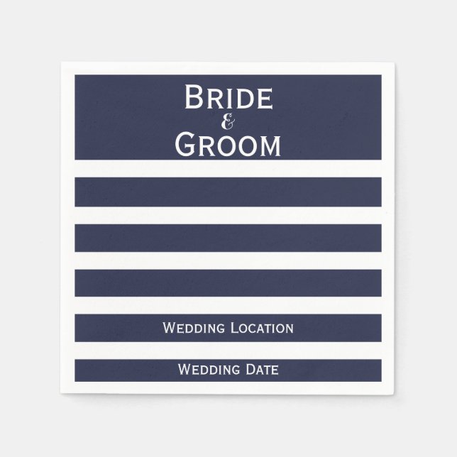 Guardanapos Personalizados De Casamento Náutico (Frente)