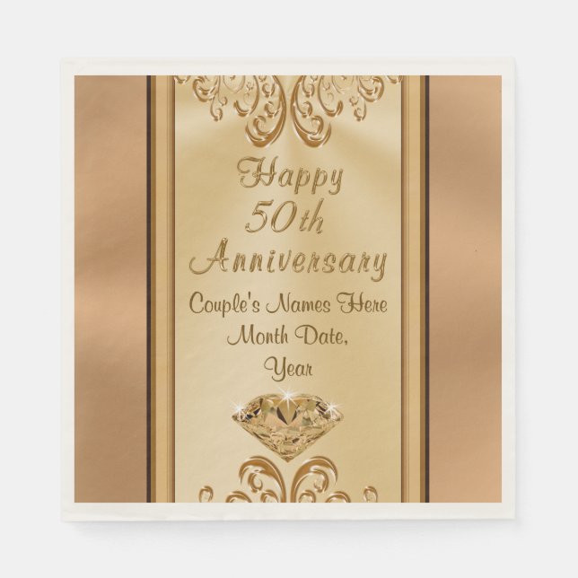 Guardanapos Personalizados para Bodas de Ouro Mara (Frente)