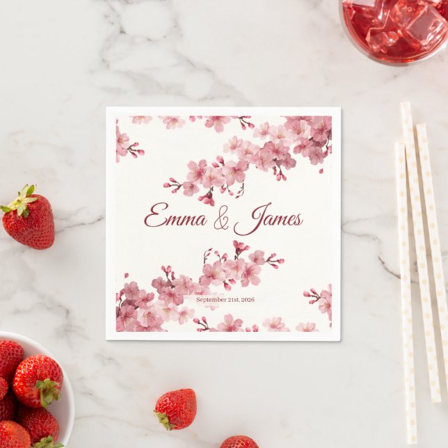 Guardanapos Personalizados para Casamento com Flor (Insitu)