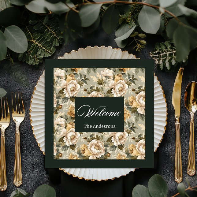 Guardanapos Pessoais Chic Verde Dourado Botânico (Personalized Chic Napkins Green Gold Botanical)