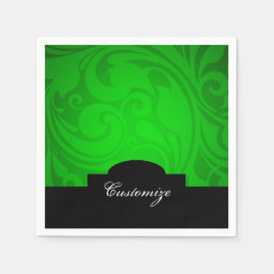 Guardanapos Pretos e Verdes Personalizados Elegant