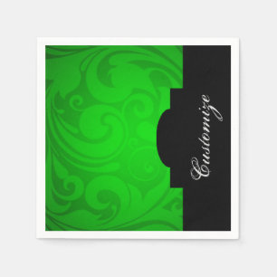Guardanapos Pretos e Verdes Personalizados Elegant
