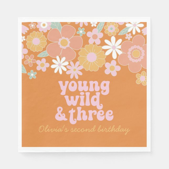 Guardanapos Retro Floral Young Wild Three de anive (Frente)