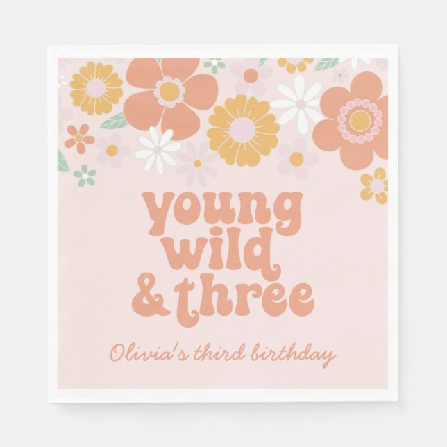 Guardanapos Retro Floral Young Wild Three de anive (Frente)