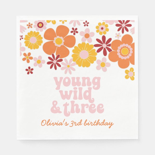 Guardanapos Retro Floral Young Wild Three de anive (Frente)