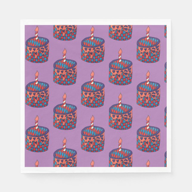 Guardanapos roxos com cupcakes (Frente)