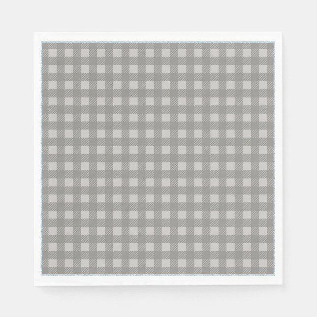 Guardanapos Rustic Brown Check Buffalo Plaid Blue  (Frente)