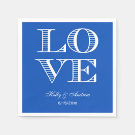 Guardanapos Safira Azul, Branco LOVE