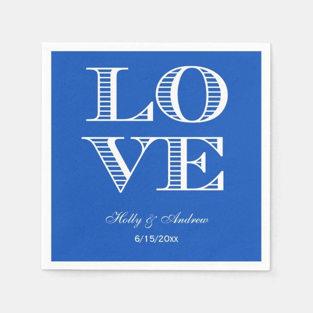 Guardanapos Safira Azul, Branco LOVE (Frente)
