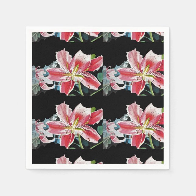 Guardanapos Serviette Florais Red Lily Shabby Chic (Frente)