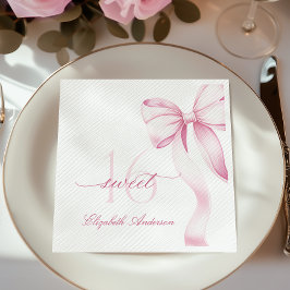 Guardanapos Sweet 16 com Laço Rosa