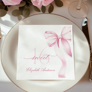 Guardanapos Sweet 16 com Laço Rosa