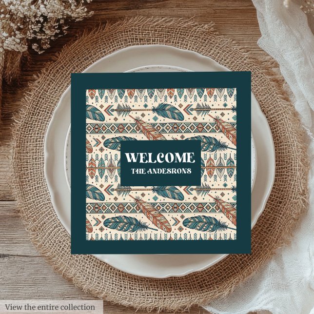Guardanapos Tribais Boho Personalizados Louças Pas (Boho Tribal Napkins Personalized Pastel Tableware)