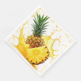 Guardanapos Tropicais de Abacaxi Dourado de Luxo