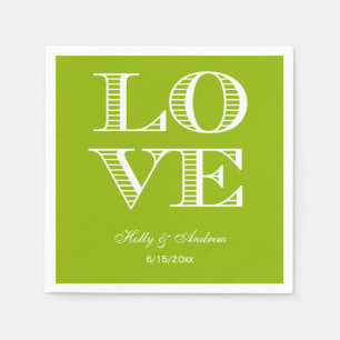 Guardanapos Verde Maçã, Branco LOVE