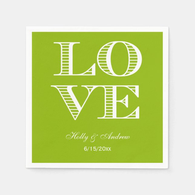 Guardanapos Verde Maçã, Branco LOVE (Frente)