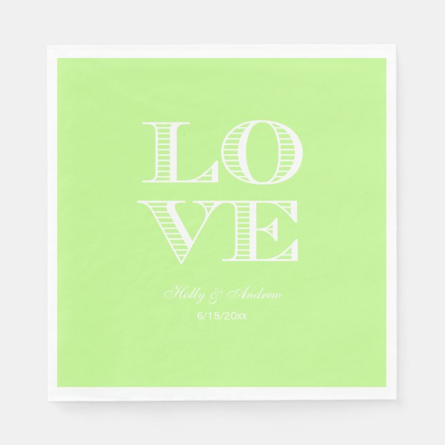 Guardanapos Verde Pistache, Branco AMOR (Frente)