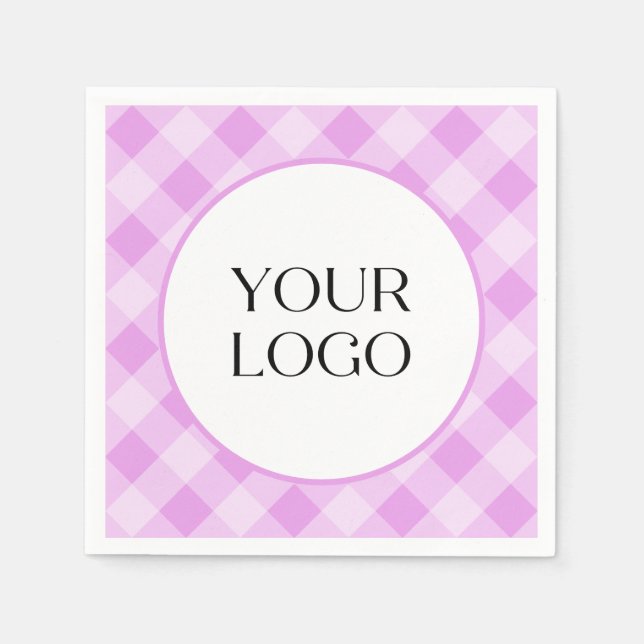 Guardanapos Xadrez Pastel Seu Logotipo Aqui Roxo (Frente)