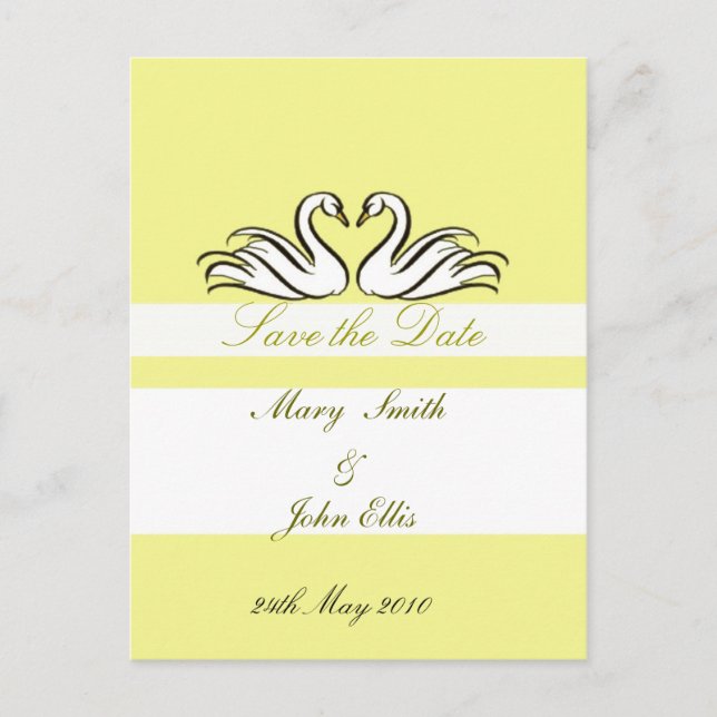 Guardar a data com o cartão postal dos swans (Frente)