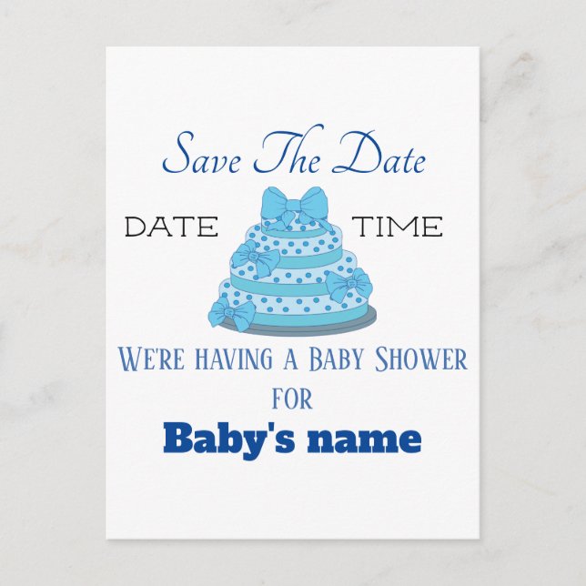 Guardar a data do cartão postal do chá do bebê (Frente)