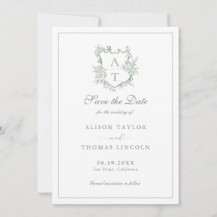 Guardar A Data Monograma - Cartões Verdes