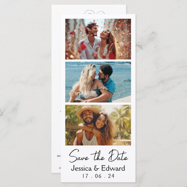 Guardar a Data PhotoBooth Código Qr Chic Preto (Frente/Verso)