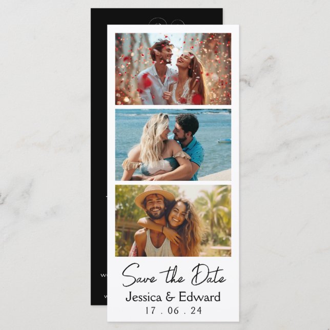 Guardar a Data PhotoBooth Código Qr Chic Preto (Frente/Verso)