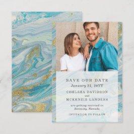 Guardar A Data Turquesa E O Cartão De Casamento De