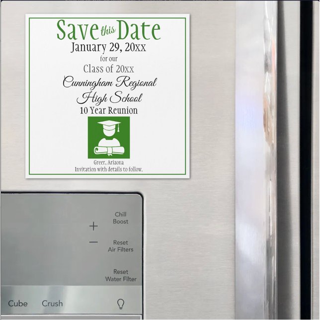 Guardar A Placa Magnet De Reunião Do Segundo grau  (custom class reunion save the date magnet)