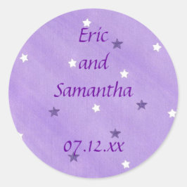 Guardar adesivos de data, estrelas roxas e brancas