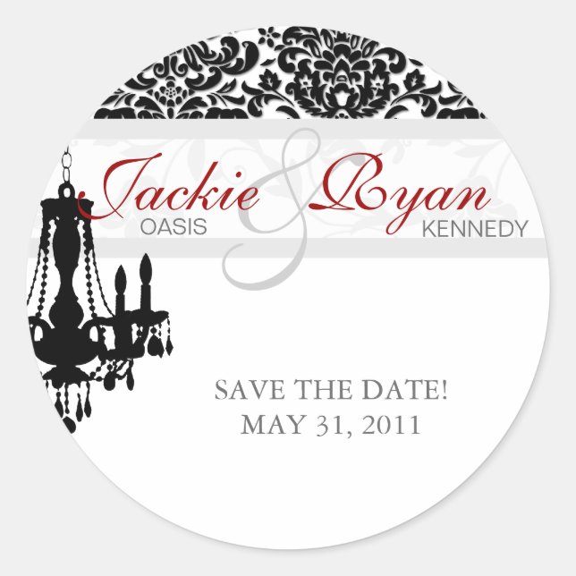 Guardar o adesivo de data do candelabro BW Damask (Frente)