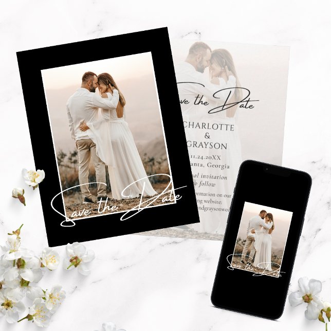 Guardar O Anúncio De Casamento De Foto De Data (Criador carregado)