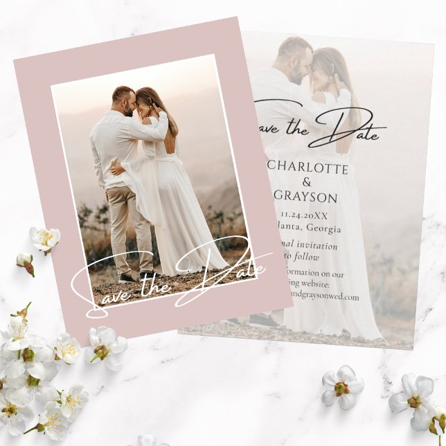 Guardar O Anúncio De Casamento De Foto De Data (Criador carregado)