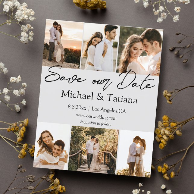 guardar o cartão de casamento de colagem de 6 foto (Criador carregado)