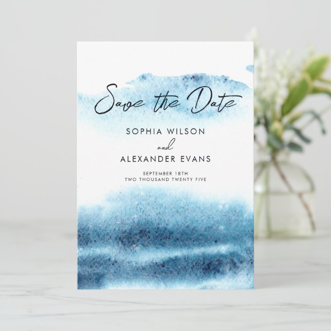 Guarde o cartão plano de data para um casamento co (Em pé/Frente)